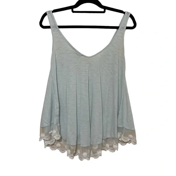 Altar’d State Lace Hem Tank Top Women’s S Baby Blue Scoop Neck Pullover Boho - Picture 2 of 4
